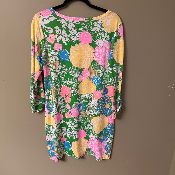 Lilly Pulitzer Palmetto Hibiscus Stroll Dress Tropical Floral Print Green Sz M - Picture 5 of 7